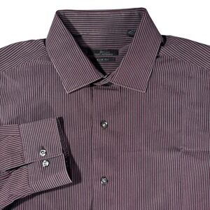 Marc Anthony Mens Slim Fit Burgundy Stripe Dress Shirt Long Sleeve Button Up